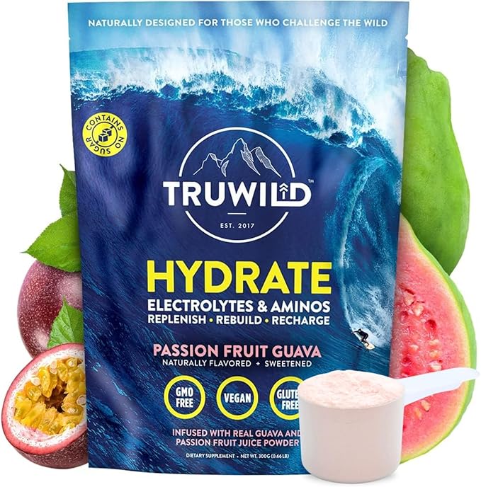 TruWild Natural Hydration Powder with Zero Sugar, Vegan Electrolytes + Amino Acids, Recovery Drink for Everyday Use, Post ...
