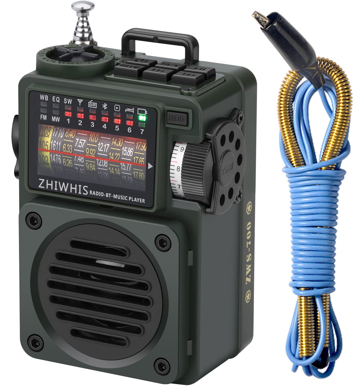 Zhiwhis Shortwave Radio With Bluetooth, Portable Radio With Sleep Timer, Weather Am Fm Shortwave Radios With Best Sound, Retro A