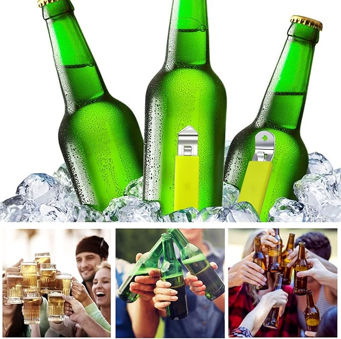 3 Pieces Magnetic Bottle Openers Can Opener Classic Beer Opener Stainless Steel Small Bottle Opener Can Tapper with Magnet for Camping and Traveling HANCELANT (Green)4.52 X 0.87 X 0.79 inches