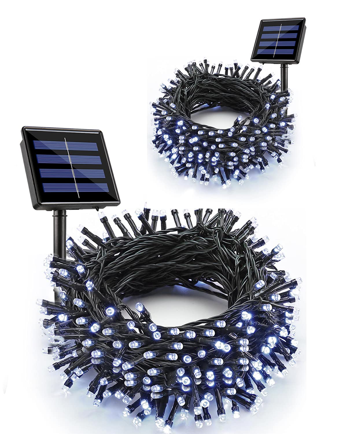 Flacchi Solar Christmas Lights 400 LED Cool White 2 Pack 144ft Waterproof Fairy Lights for Outdoor Garden, Patio, Fence, Balcony