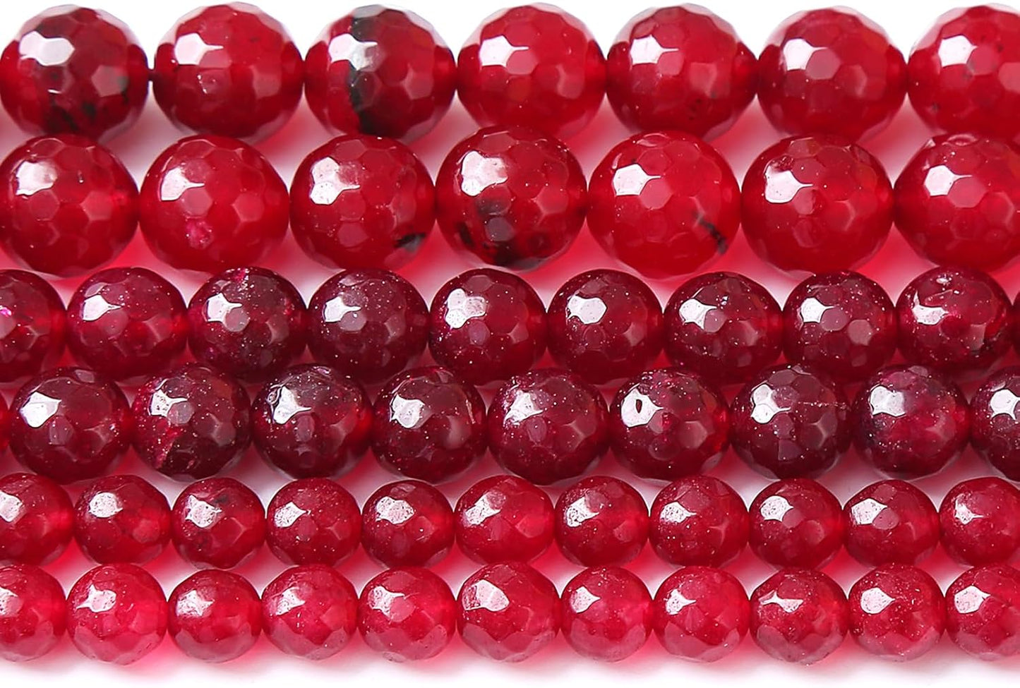 90pcs 4mm Faceted Red Jade Gemstone Beads Natural Stone Round Loose Spacer Beads for Jewelry Making DIY Bracelet Necklace 1 Strand 15inch