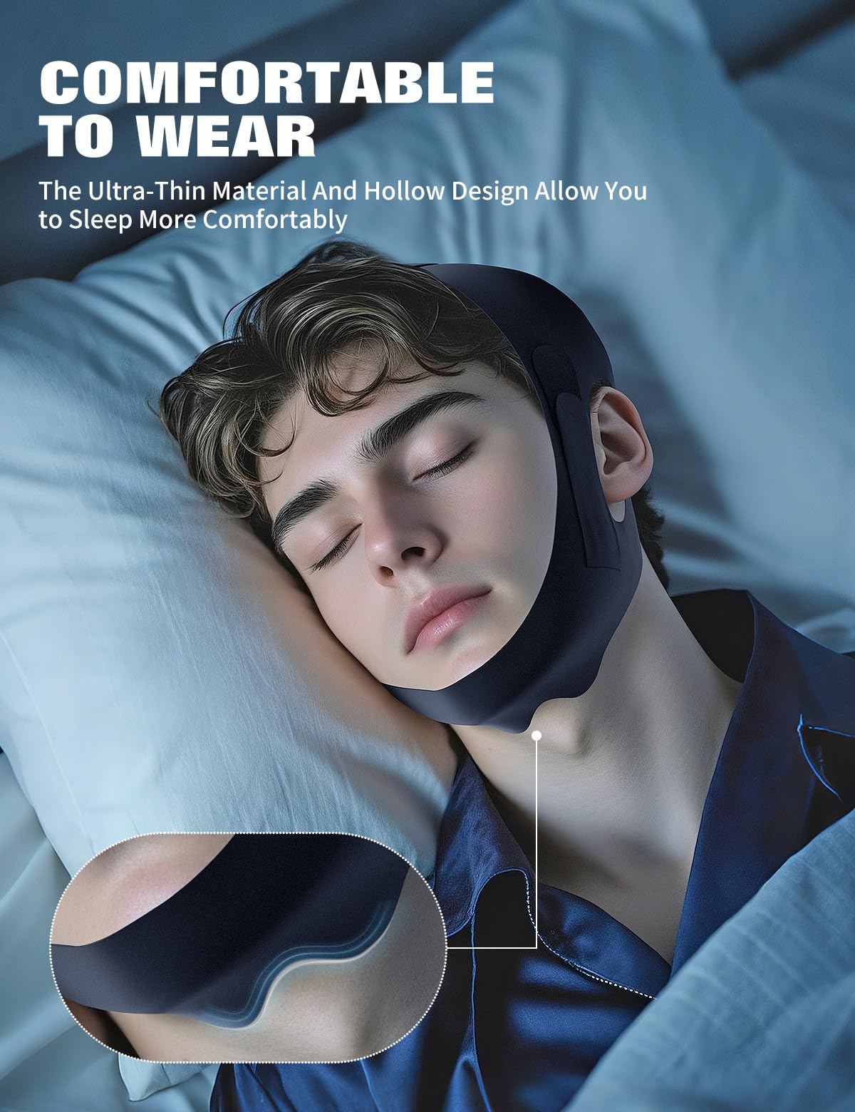 NNSRR Chin Strap for Sleeping,Anti Snore Chin Strap for CPAP Users,Anti Snoring Devices Breathable and Reusable for Men and Women,Simple and Effective Snoring Solution