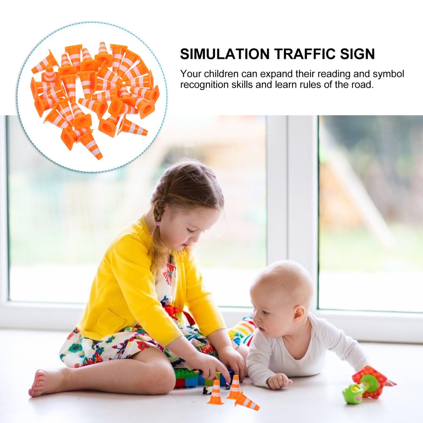 TOPPERFUN 30Pcs Mini Traffic Cones, 1in Mini Cones Orange Small Roadblock Construction Signs, Tiny Traffic Toys Training Scene Roadblocks, Multifunctional Building Theme Party Sports Activity Models