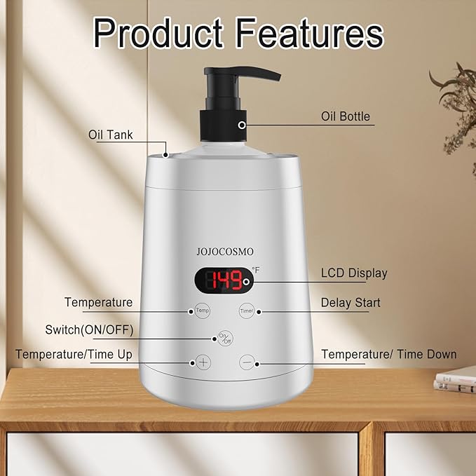 Massage Oil Warmer Heater with Two Bottles Dispenser, Digital Lotion Warmer, Oil Warmer Dispenser, Automatic Massage Oil Heater for SPA, Salon, Home (silver)