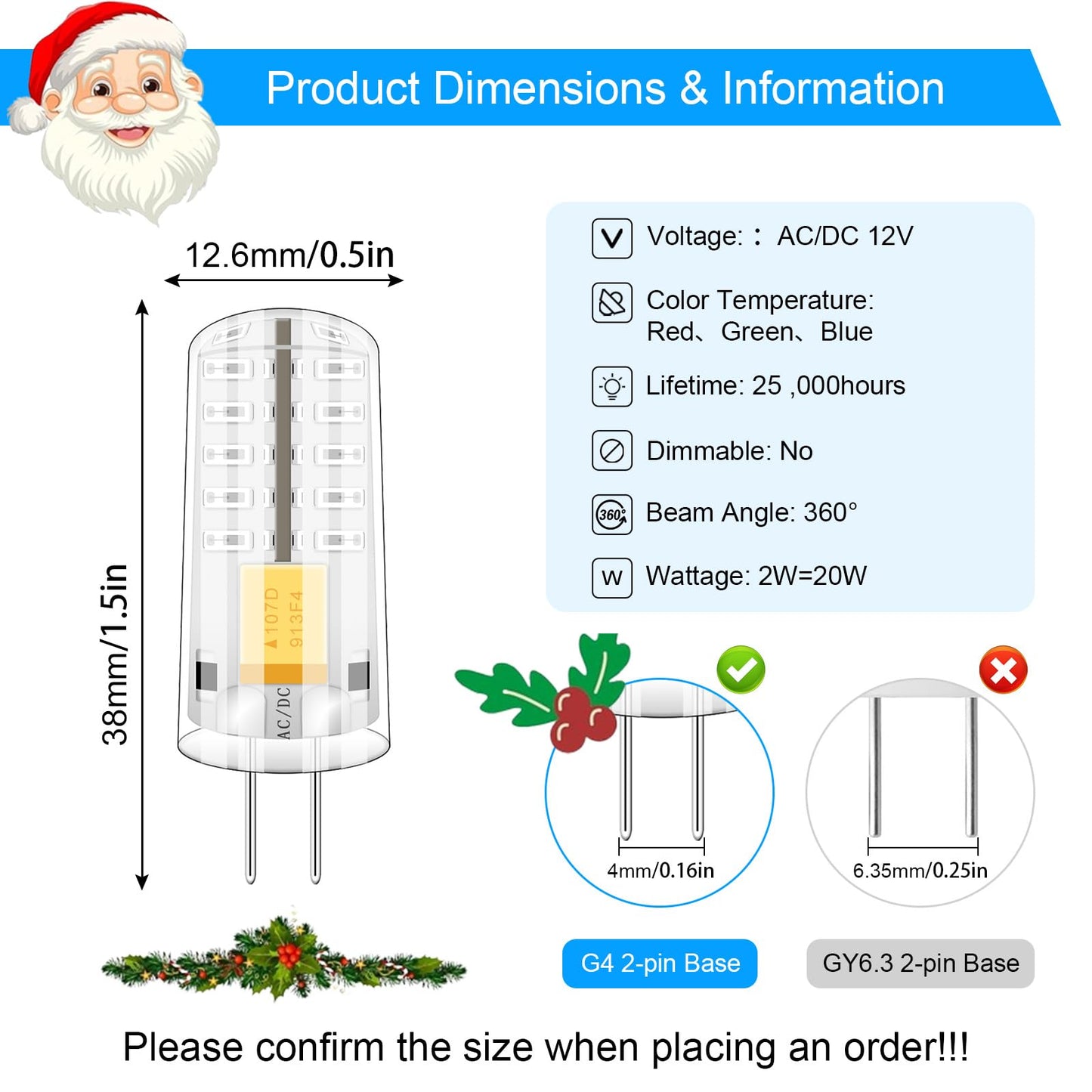 Brolskun G4 Led Bulb Green Light Party Decorations Lighting Holiday 12V Jc Bi-Pin Base Light Bulbs 2W Ac/Dc 12V 20W-30W T3 Halogen Bulb Replacement Landscape Bulbs  6-Pack