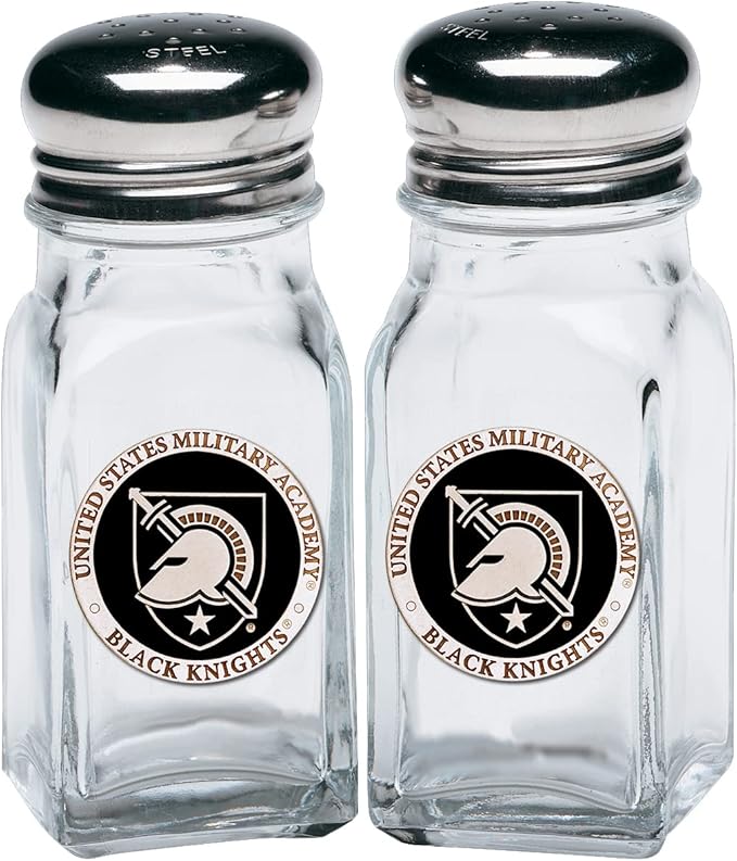 Heritage Pewter United States Military Academy Black Knights Salt and Pepper Shaker Set of 2 Bottles | Expertly Crafted Pewter Glass