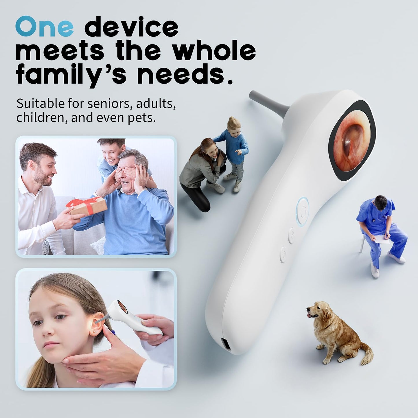 Otoscope Ear Camera with 1.21” Screen, 1080P Ear Scope with 4 LED Lights, Otoscope Camera for Adults Kids and Pets, Support Photo & Video, Type-C Charging with Computers, Baby Essentials, Home Medical
