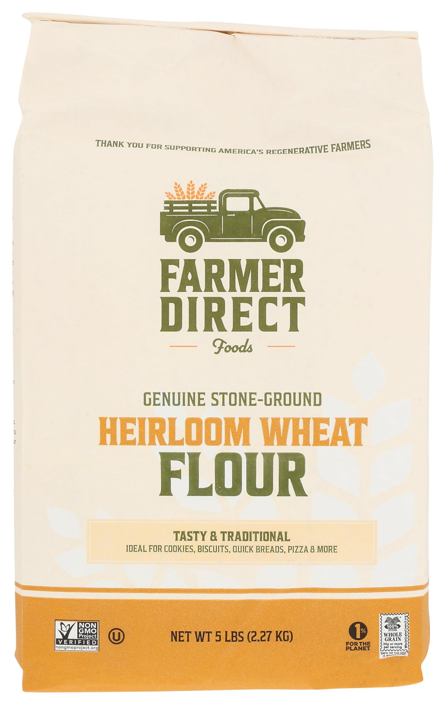 Heirloom Wheat Flour | Farmer Direct Foods | Regenerative Bread Flour | 5 LBS | Easily Digestible | Non-GMO | Made in USA | Pant