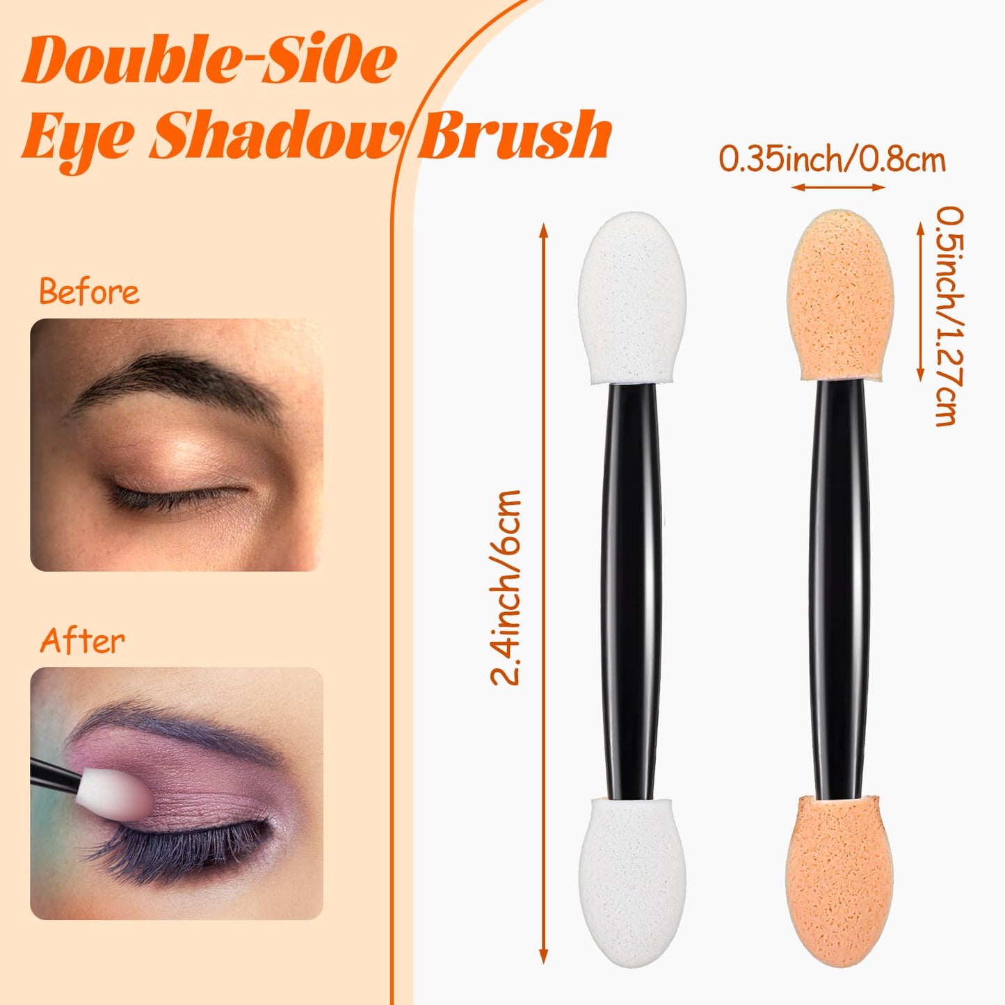 600 Pcs Disposable Eyeshadow Brushes, 2.4 Inch Eyeshadow Brush Sponge Makeup Applicators Dual Sides Makeup Applicator Sticks for