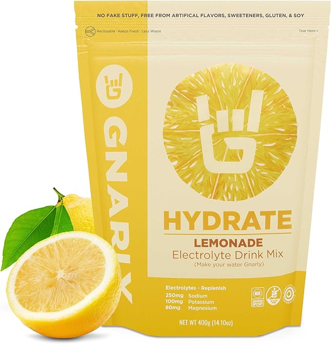 Gnarly Nutrition Hydrate Electrolyte Powder – Lemonade Exercise Hydration Drink Mix – NSF Sport Certified – Electrolyte So...