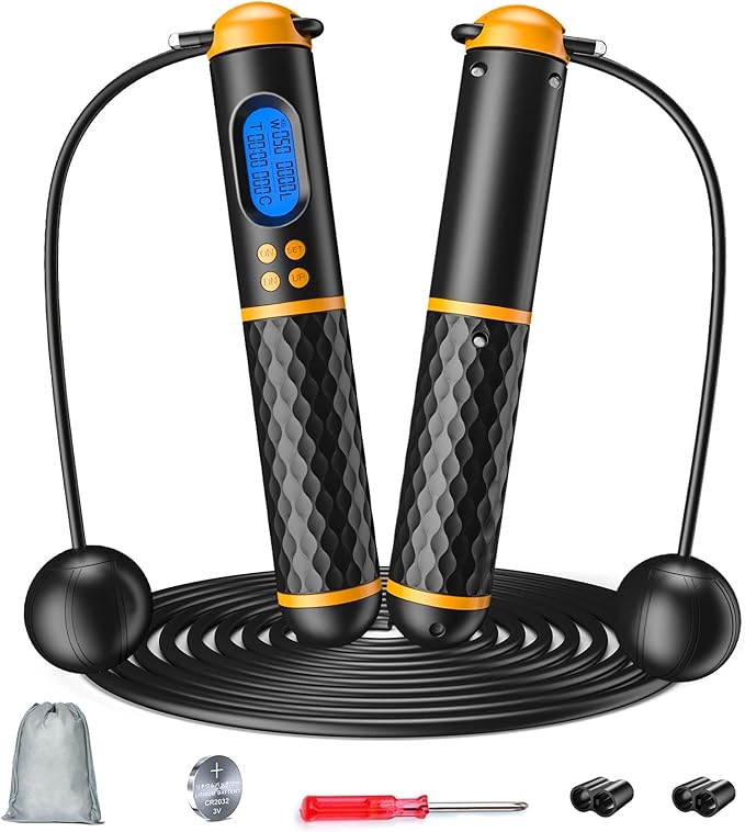 Smart Jump Rope, Multifun Speed Skipping Rope with Weight/Lap/Time/Calorie Counter Adjustable Digital Counting Jump Ropes ...