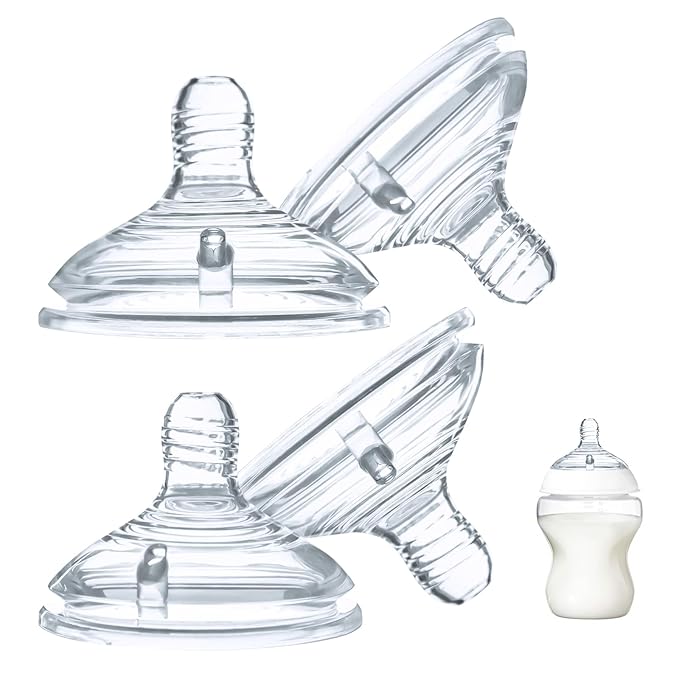 4-Count Silicone Bottle Nipples for Natural Start Anti-Colic Bottles & Advanced Anti-Colic Bottles & C to Natural Bottles and NUK Simply Natural Bottle, Anti-Colic Valve, Slow Flow, 1m+
