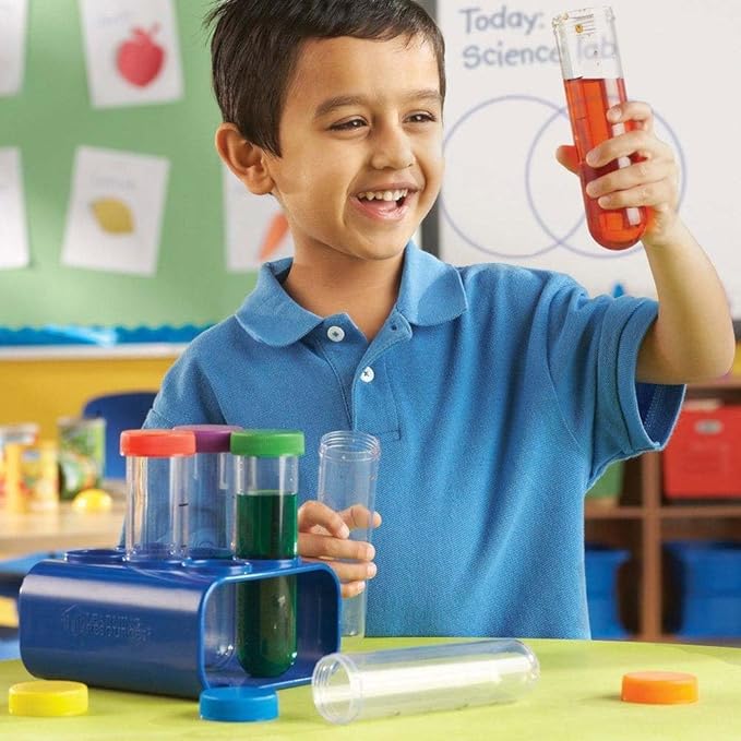 Learning Resources Primary Science Jumbo Test Tubes with Stand, Set of 6 Tubes, Ages 3+