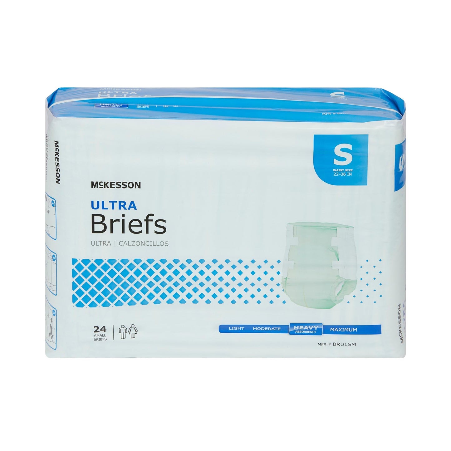 McKesson Ultra Briefs, [96 Count], Small, 22-36 in. Incontinence Adult Diapers, Heavy Absorbency, Unisex, Disposable, Elastic Leg Gathers and Contoured Fit for Men and Women