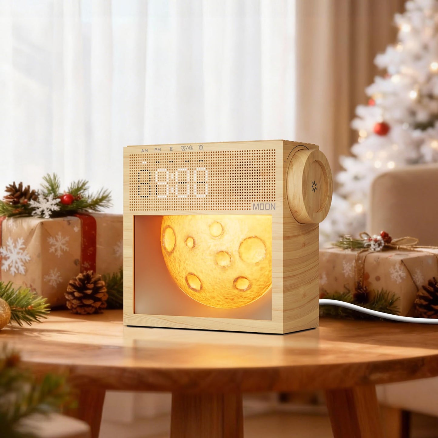 Sound Machine Sunrise Alarm Clock & Gentle Wake-Up Light, 20 Natural White Noise Sound Machine for Sleeping, Dual Alarms, Snooze, Timer, Dimmable Moon Lamp for Bedroom Bedside, Better Sleep Gifts