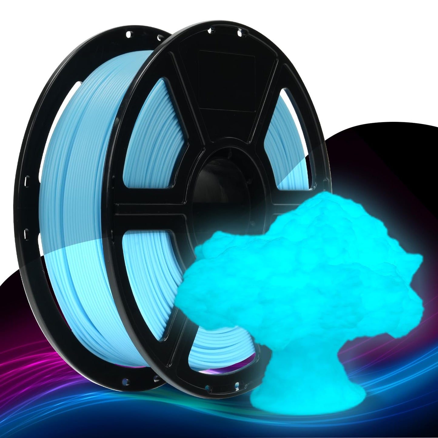 FLASHFORGE Rapid PLA Filament 1.75mm Luminous Blue, 500mm/s High Speed Printing, Glow in The Dark 3D Printer Filament 1kg Spool, Dimensional Accuracy +/- 0.02mm, Brilliant, Long-Lasting Glow