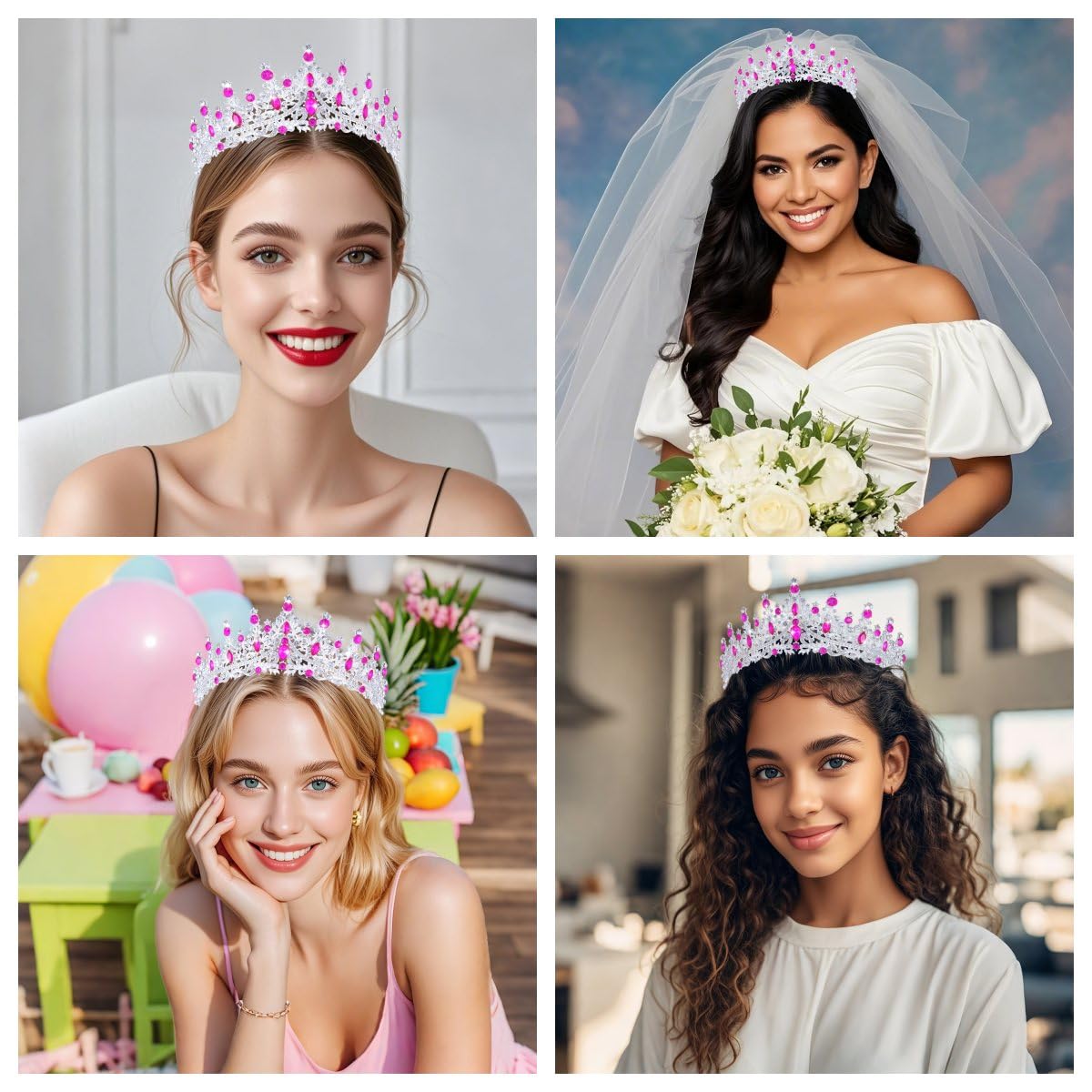 Kamirola Crystal Crowns and Tiaras Headband for Girl or Women Birthday Party Wedding Prom Bridal Halloween Christmas (TR19), M,