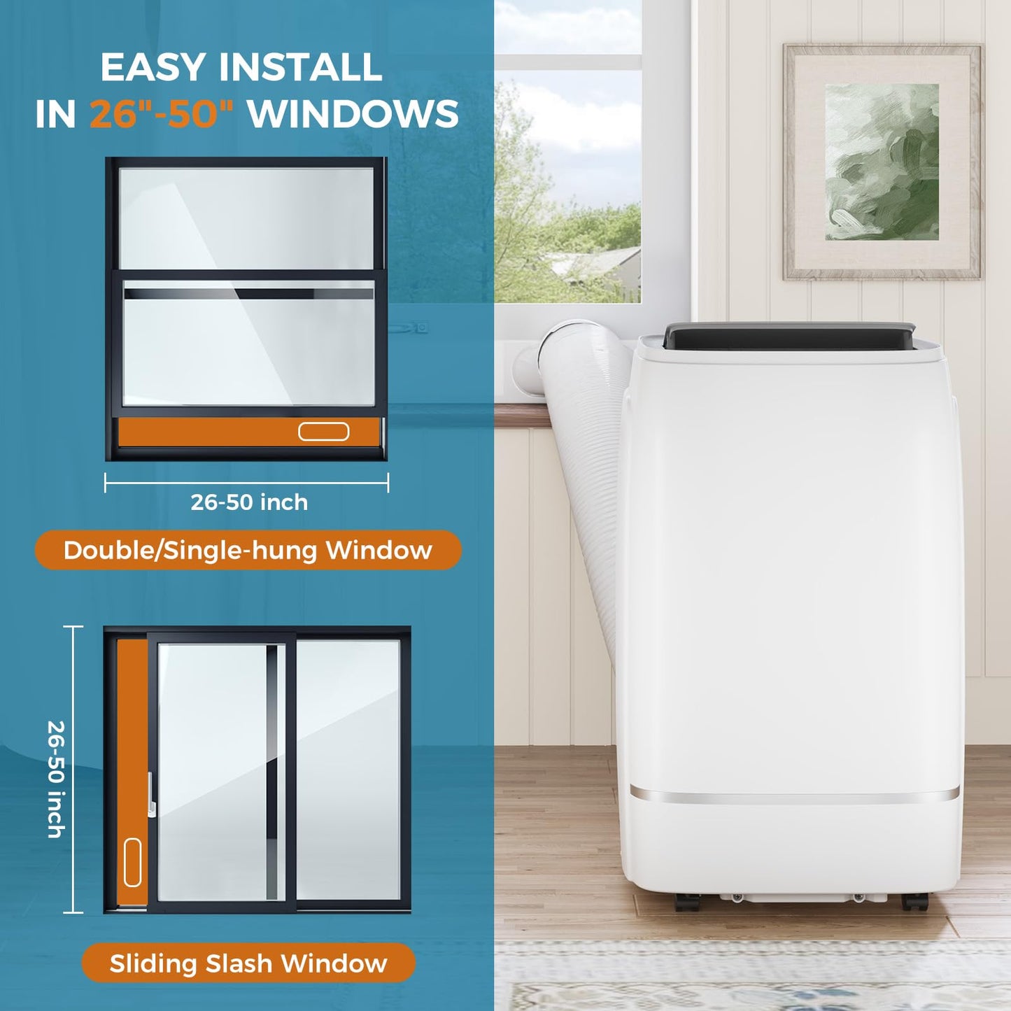Electactic 13000 Btus Portable Air Conditioner With Cooling/Dehumidification/Fan/Sleep Mode, 4-In-1 Portable Ac With 24H Timer &