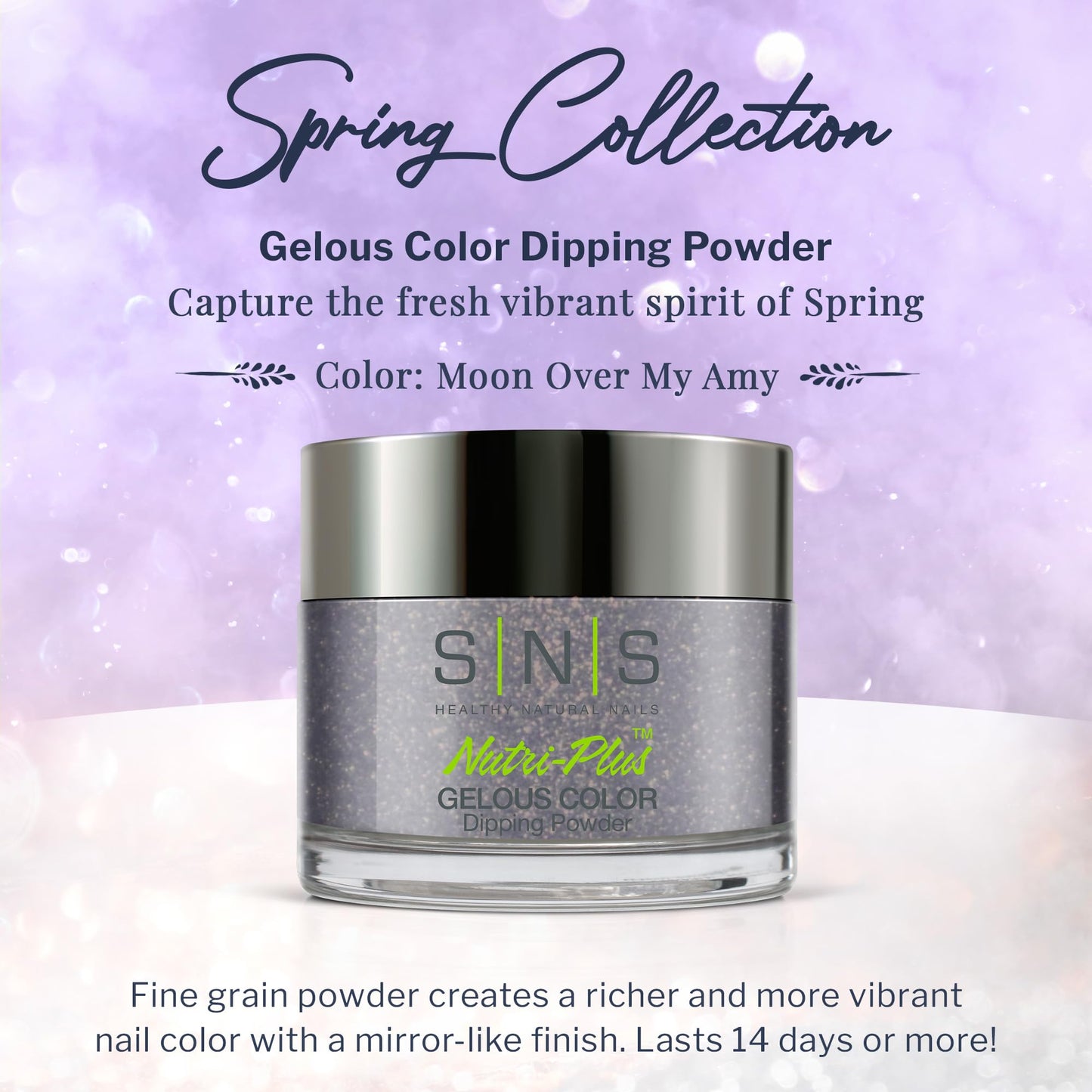 SNS Nail Dip Powder, Gelous Color Dipping Powder - Moon Over My Amy (Metallics/Silver, Shimmer) - Long-Lasting Dip Nail Color La