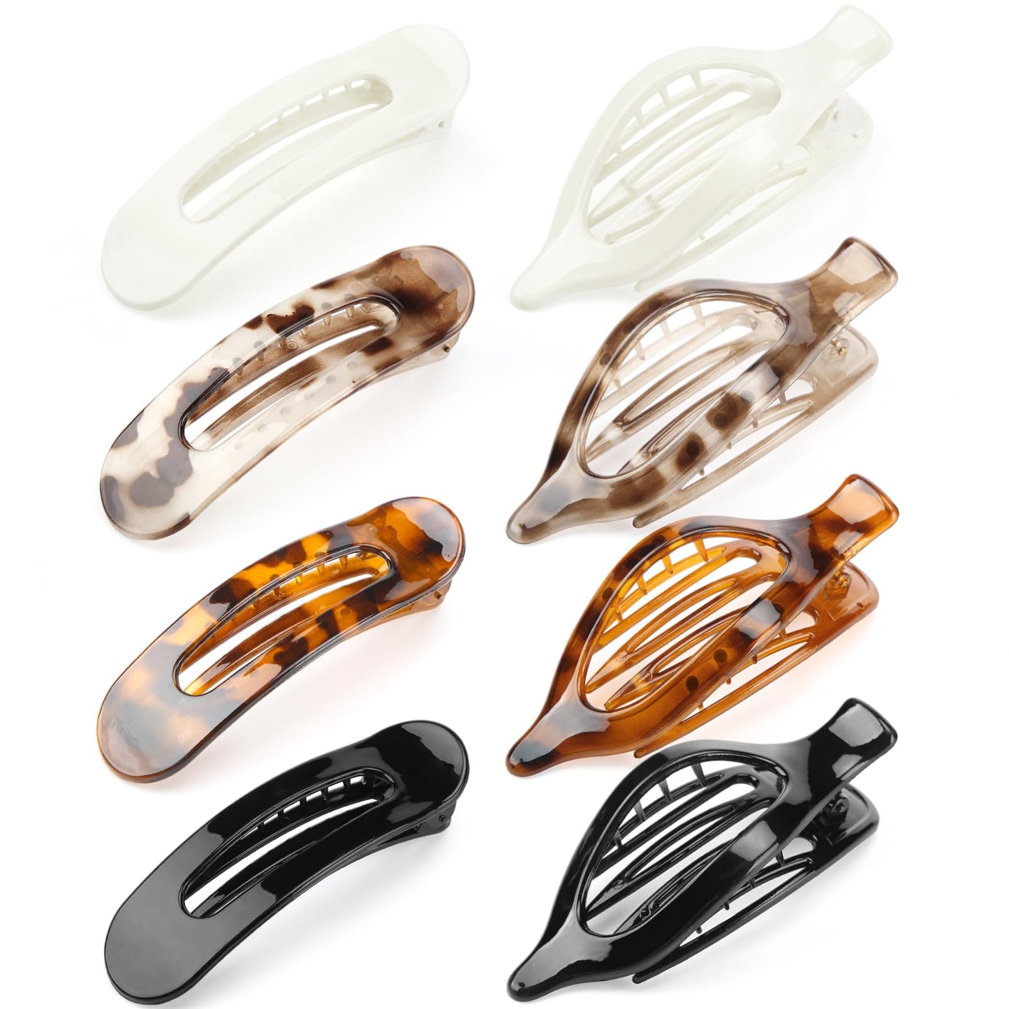 ProSuites 8 PCS Flat Hair Clips, 2 Styles French Claw Clips Strong Hold for Women Girls Thin Hair