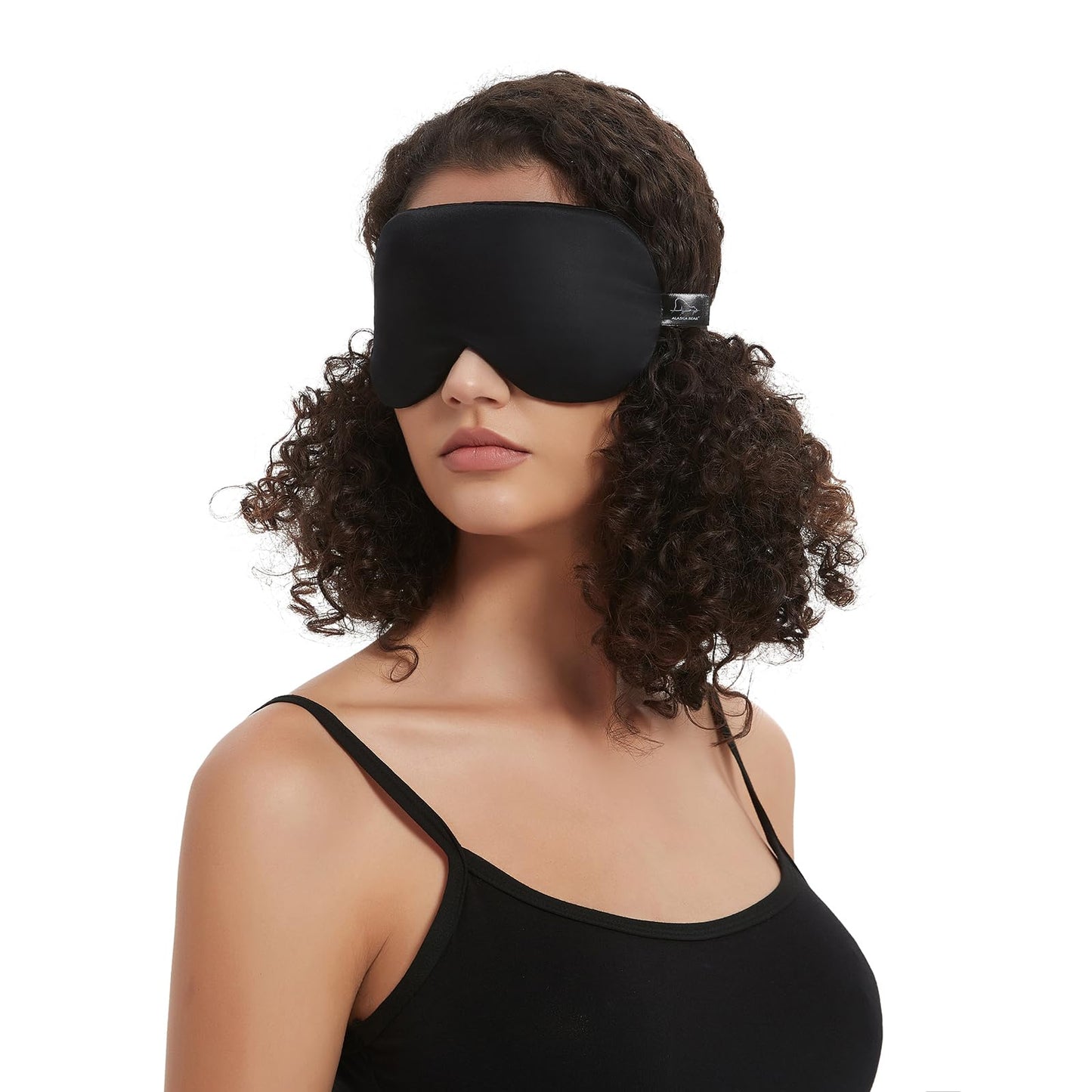 Alaska Bear Sleep Mask Silk Eye Cover with Shaped Padding for Pressure-Free Sleeping, Foam Insert, Upgrade Contour Over Conventional Flat Satin Eye Masks, Machine Washable
