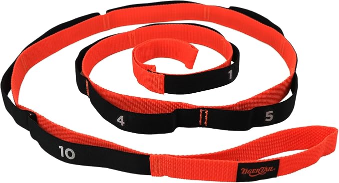 Tiger Tail The Stretchy Tiger 80” - Stretch/Yoga Strap with 10 Numbered Loops for Yoga, Physical Therapy, Pilates, & Exerc...