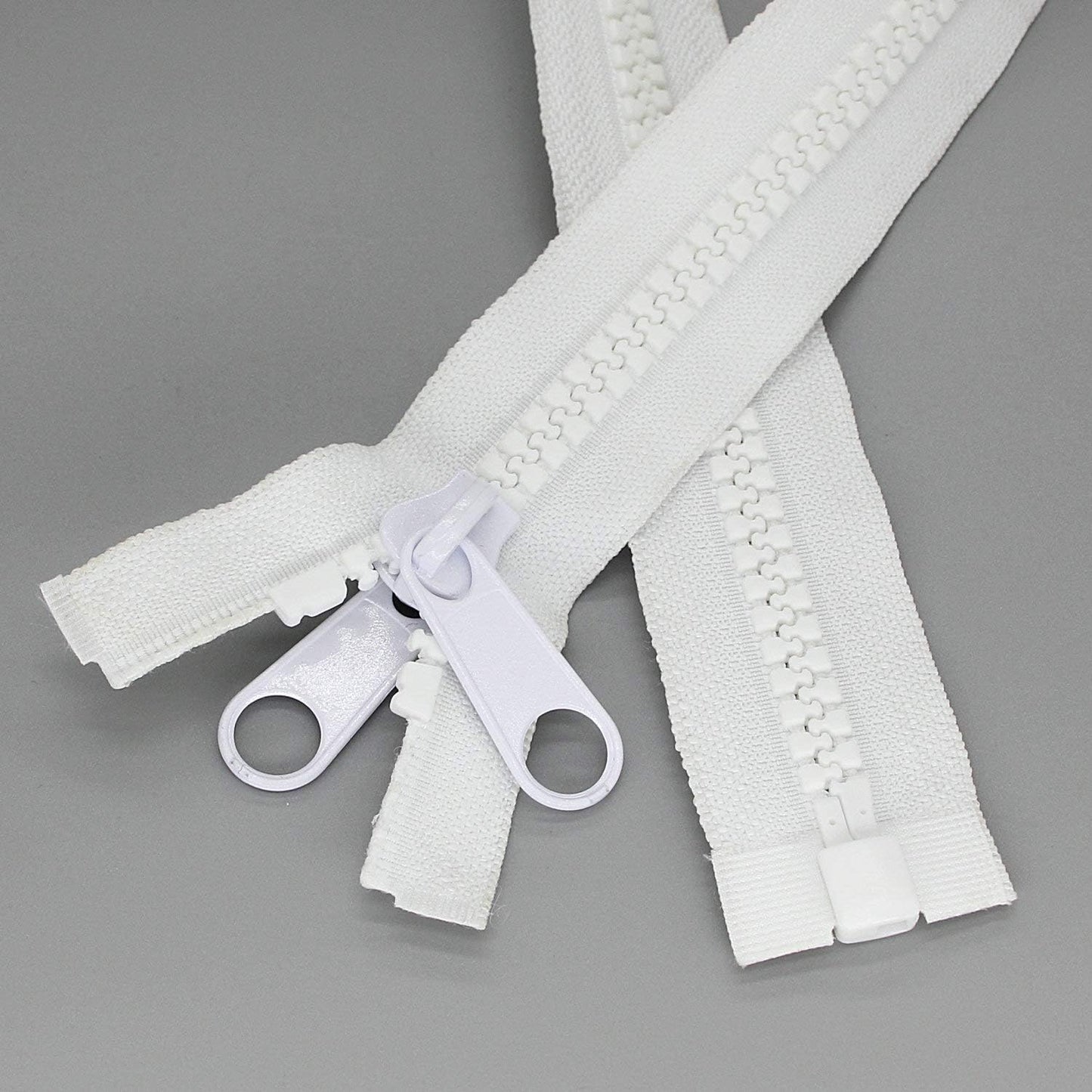Leekayer 1PCS #10 96 Inch Heavy Duty Zipper for Sewing Separating Large Plastic Zippers White Tape with Double Pull Tab Slider, Sleeping Bag, Boat, Canvas, Cover, Trampoline, Dog Bed,Tent zipper 243cm