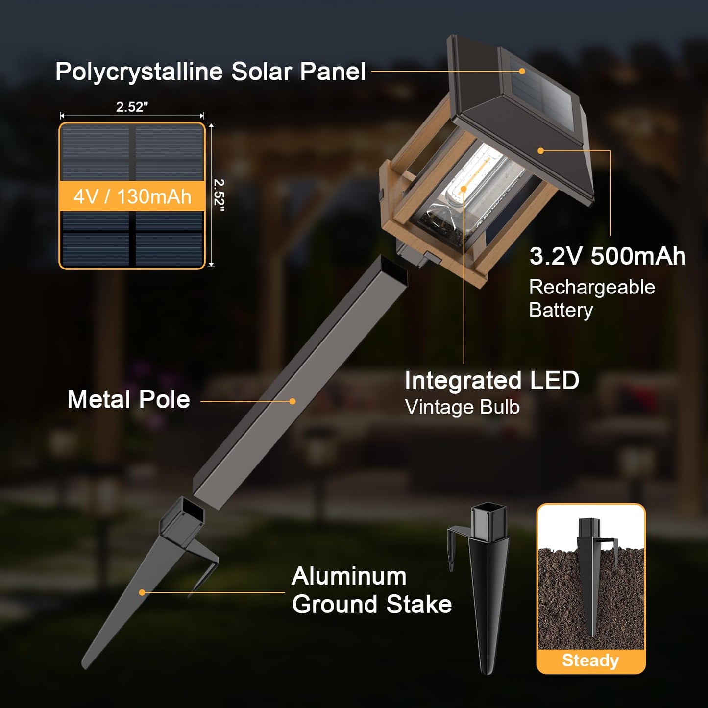 Xmcosy+ Solar Pathway Lights Outdoor Waterproof Ip65 - Dual-Tone 25 Lm Led Solar Garden Lights For Yard  Glass Outdoor Lighting For Garden Patio Yard Landscape Walkway Driveway Lawn Decor (Warm White)