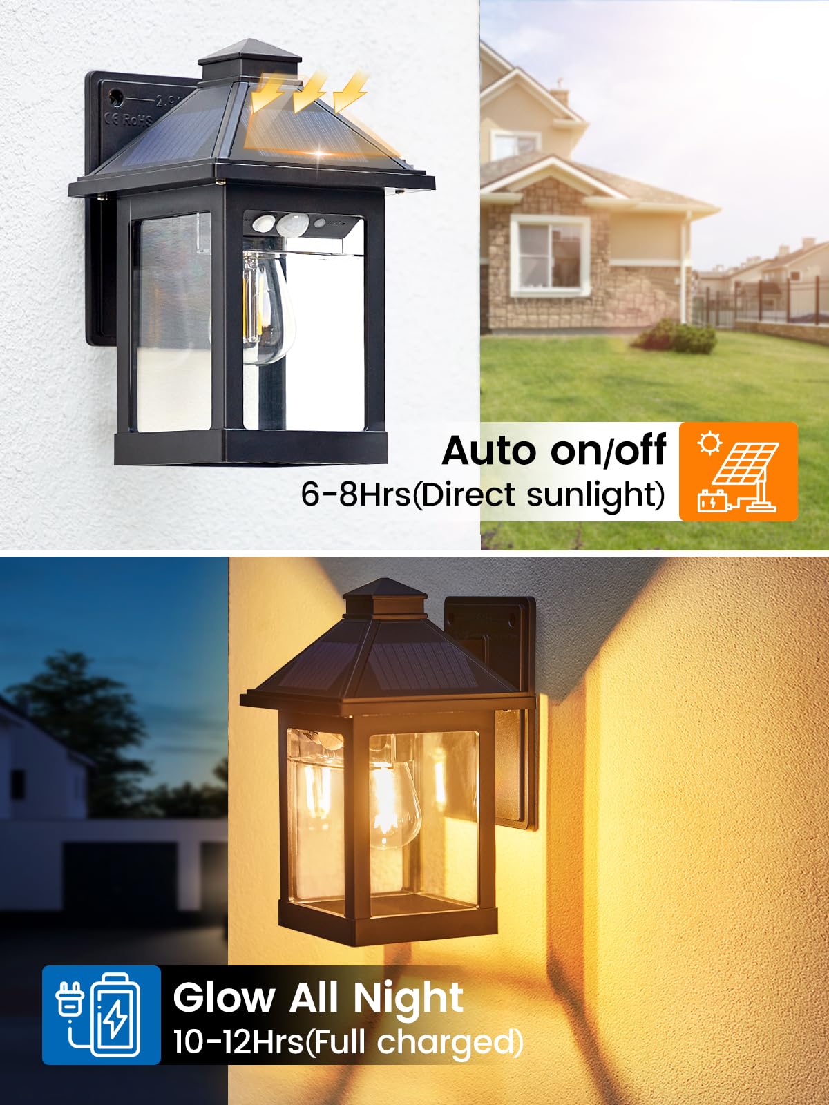 Luhlee Solar Porch Lights Outdoor 1 Pack Motion Sensor Solar Wall Lights Ip65 Waterproof Wall Sconce Lights Outdoor With 3 Lighting Modes For House  Porch  Front Door  Garage  Shed  Patio