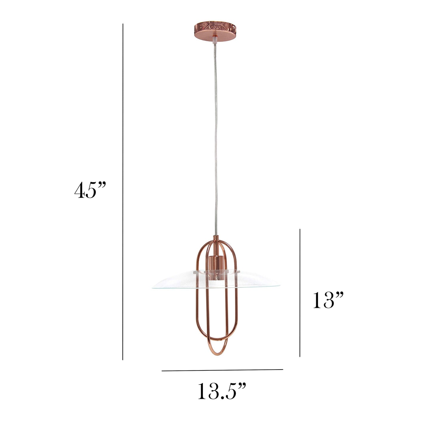 Simple Designs PT1008-RGD Modern Pendant Light, Iron, Rose Gold