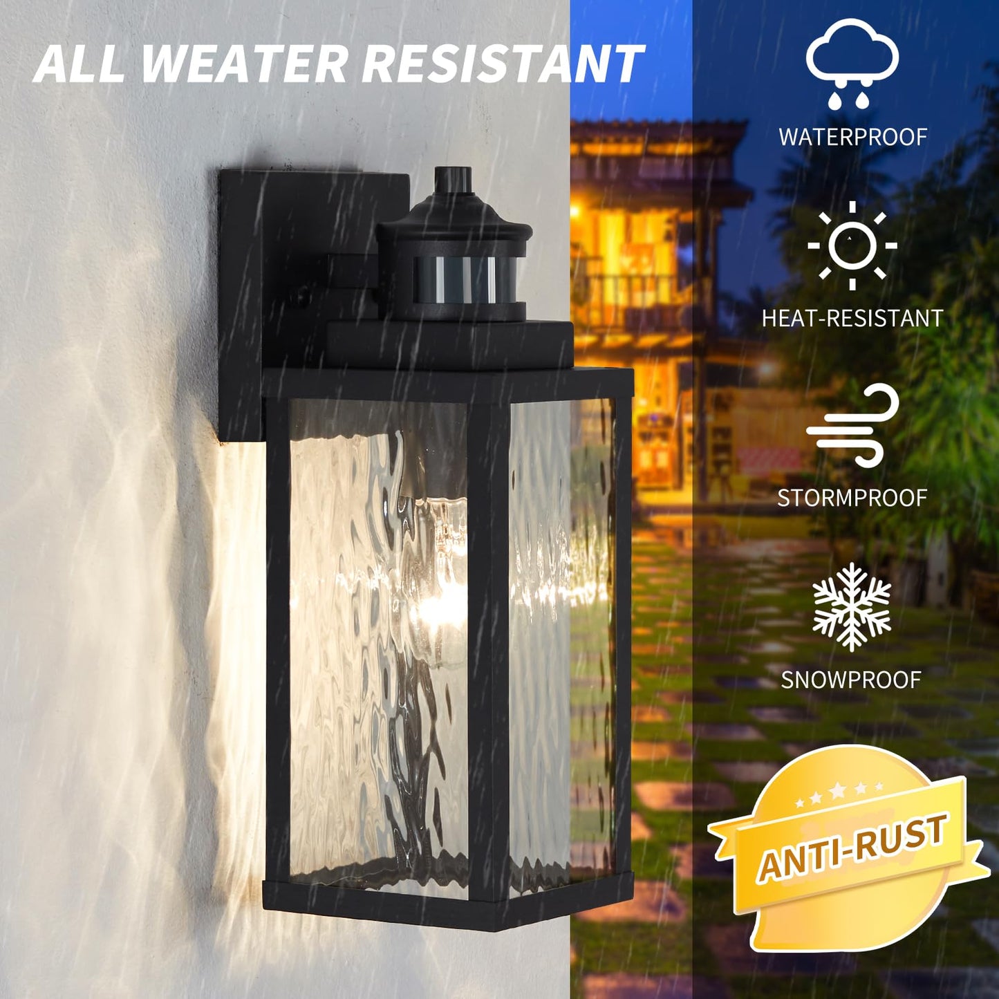 Mdenlt Motion Sensor Outdoor Wall Lights Updated Dusk To Dawn Outdoor Lighting  Exterior Light Fixtures Wall Mount Waterproof Porch Light Outside Lights For House