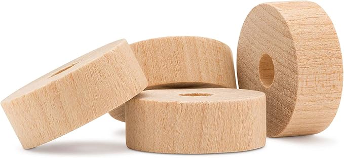 1-1/2-inch Diameter Slab Wooden Wheels Craft, 1/4-inch Hole, 1/2-inch Thick, Pack of 100 Wooden Hobby Wheel for Model, by Woodpeckers