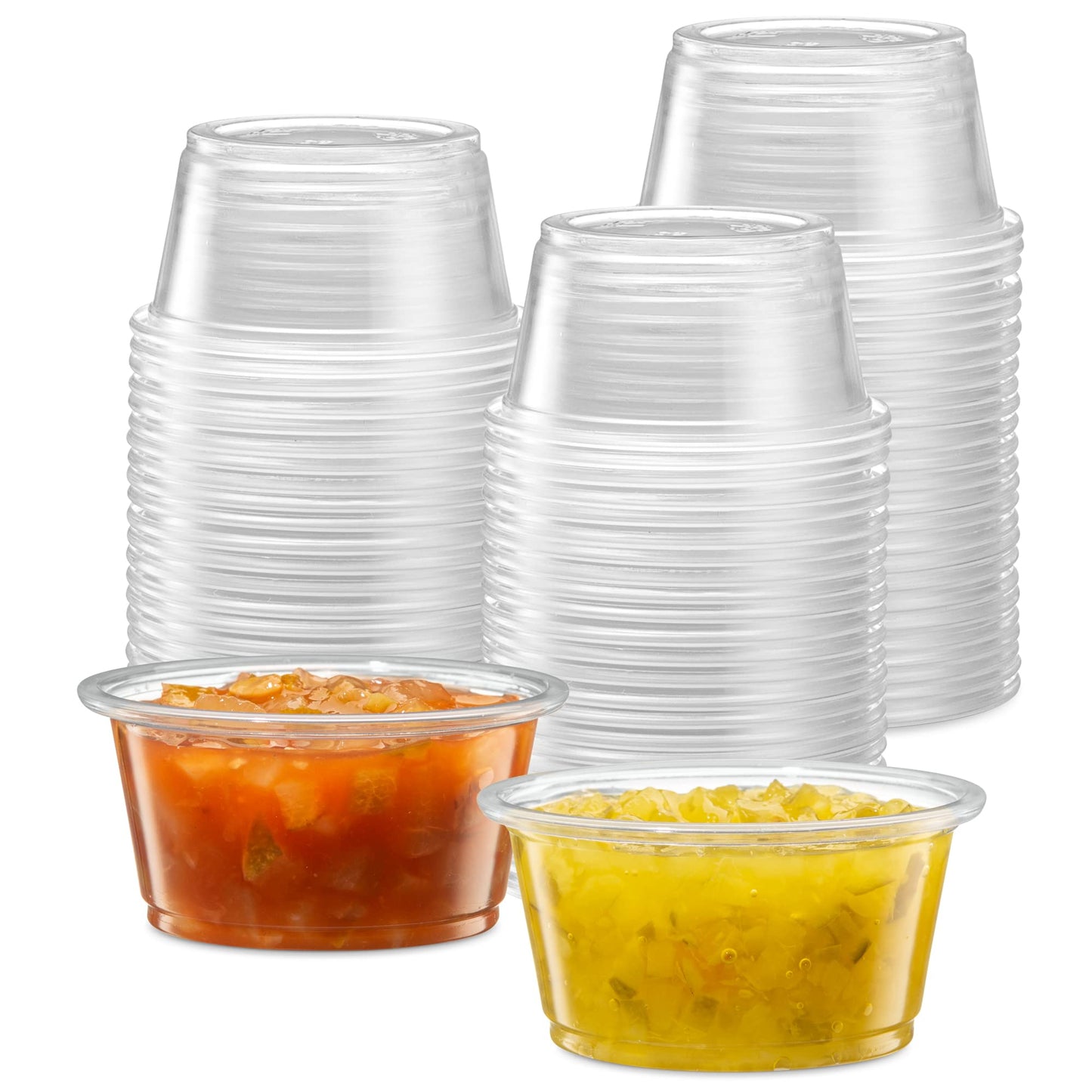 ELEGANT DISPOSABLES [2 oz - 200 Cups Clear] Diposable Plastic Portion Cups No Lids, Small Mini Containers For Portion Controll, Jello Shots, Meal Prep, Sauce Cups, Condiments, Medicine,
