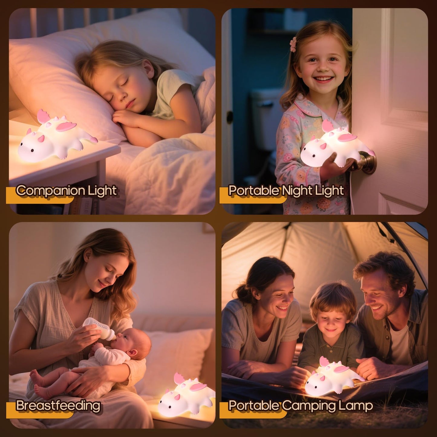 Gusweet Cute Dragon Night Light 7 Colors Changing And Dimmable Nursery Nightlight For Kids Rechargeable Silicone Bedside Lamp With Timer Gift For Boys And Girls