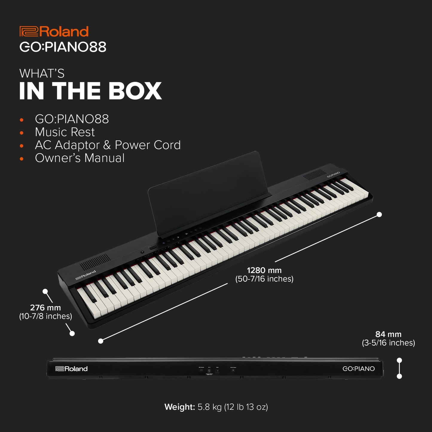 Roland Go:Piano88Px | Entry-Level Portable 88-Note Digital Piano | Premium Performance | Lightweight Design | Powerful Learning
