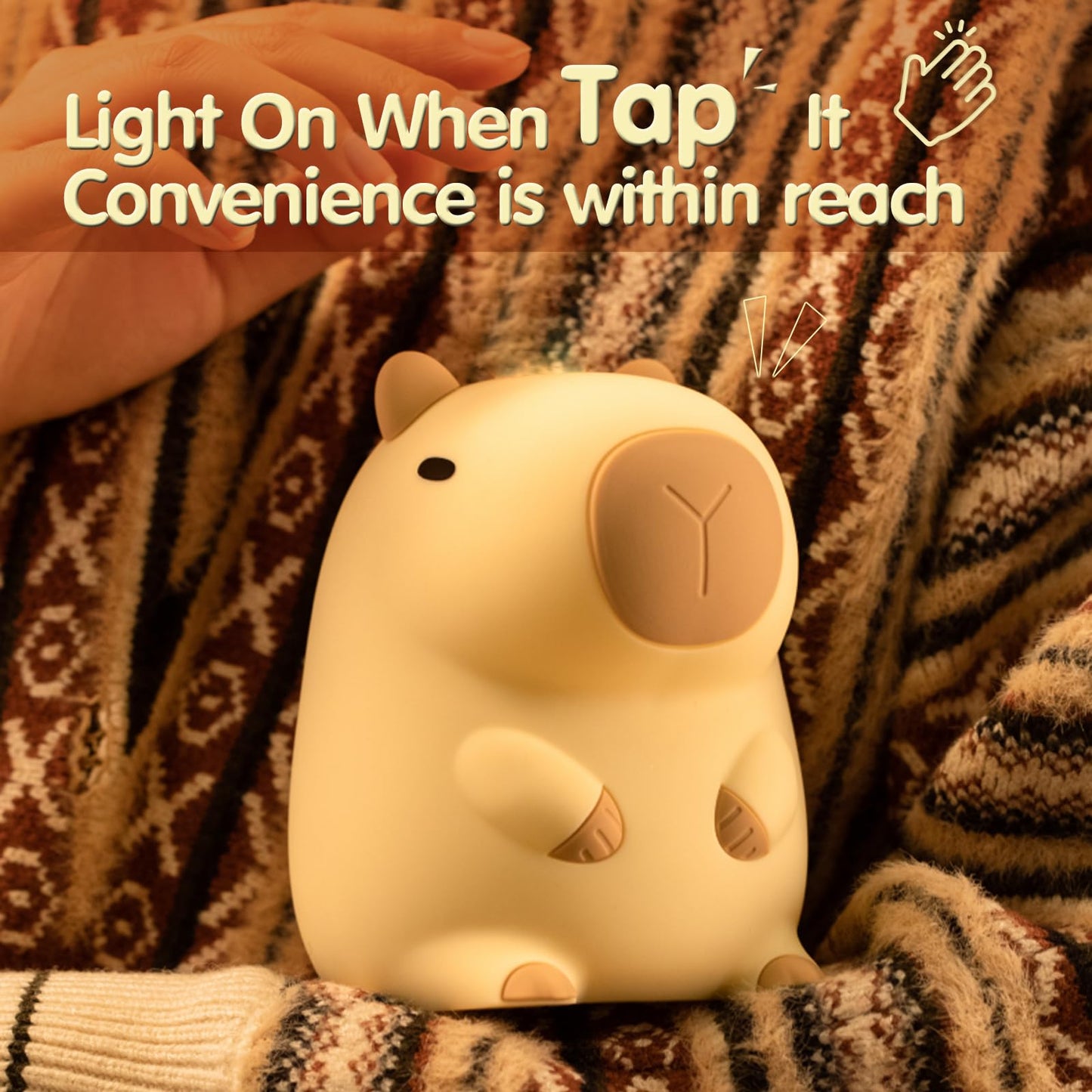 Atsui Cute Capybara Night Light  Led Squishy Novelty Animal Lamp  Food Grade Silicone  2 Level Dimmable  Breastfeeding Nursery Nightlight For Room Decor  Funny Gifts Stuff For Boys Girls Baby Children