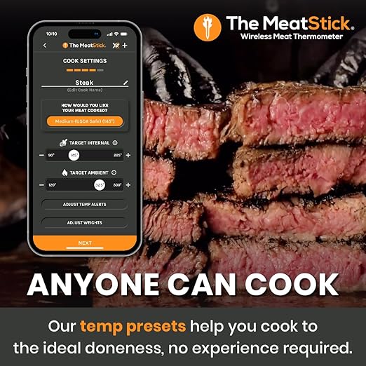 MeatStick X WiFi Kit [Unlimited Range] | Duo Sensors Smart Wireless Meat Thermometer with Bluetooth | for Smoking, Grilling, BBQ, Air Fryer, Deep Frying, Oven, Sous Vide, Rotisserie