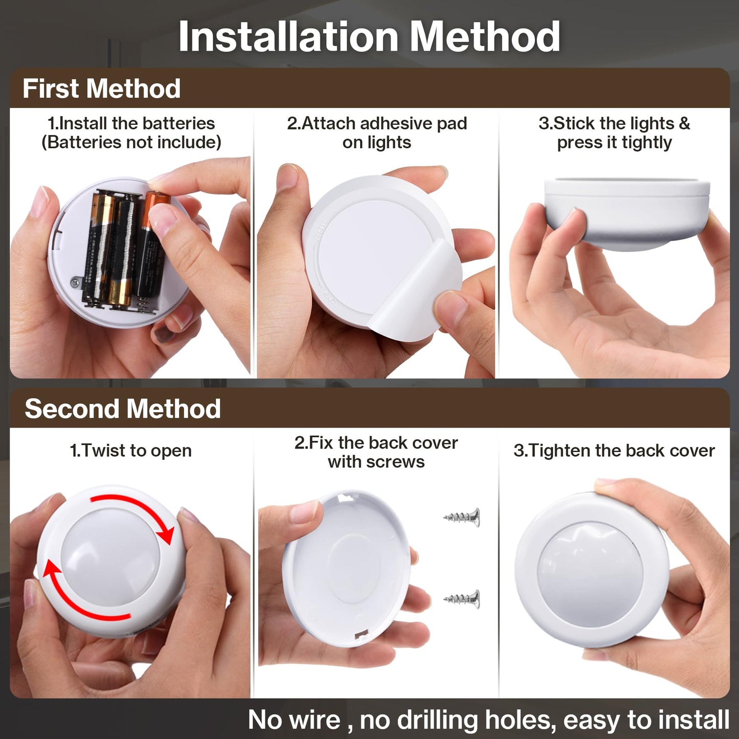 Cadrim Led Puck Lights, 13 Color Changeable, 6 Pack, Wireless Remote, Multicolor, A03 Model For Kitchen & Bedroom Lighting
