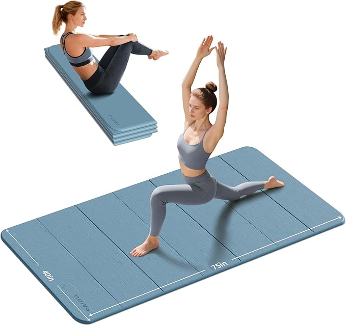 PAIDU Foldable Yoga Mat thick- 2/5" (10MM) TPE Non-Slip Design, Quick Fold，Easy Storage, 75x40 Extra Long/Wide for Indoor ...