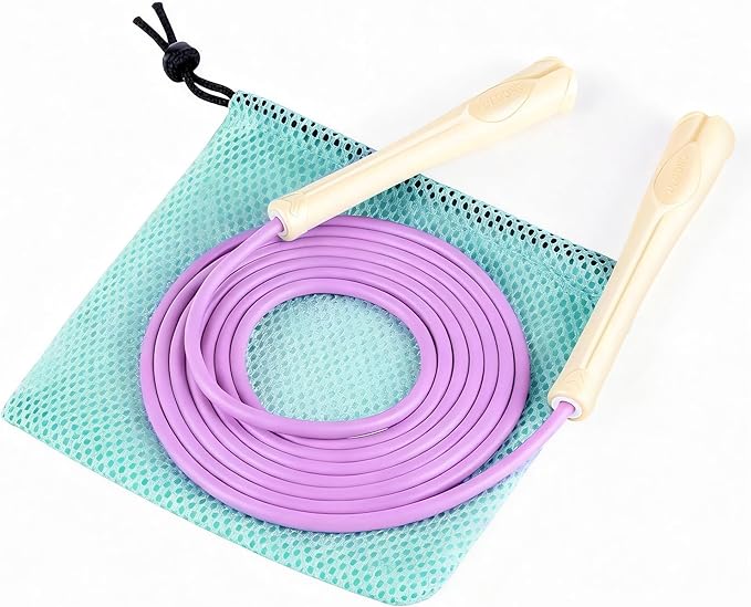 YUEDONG 5mm Adjustable Weighted Jump Rope for Women Fitness - Tangle-Free PVC Skipping Rope with Matte Frosted Ergonomic A...