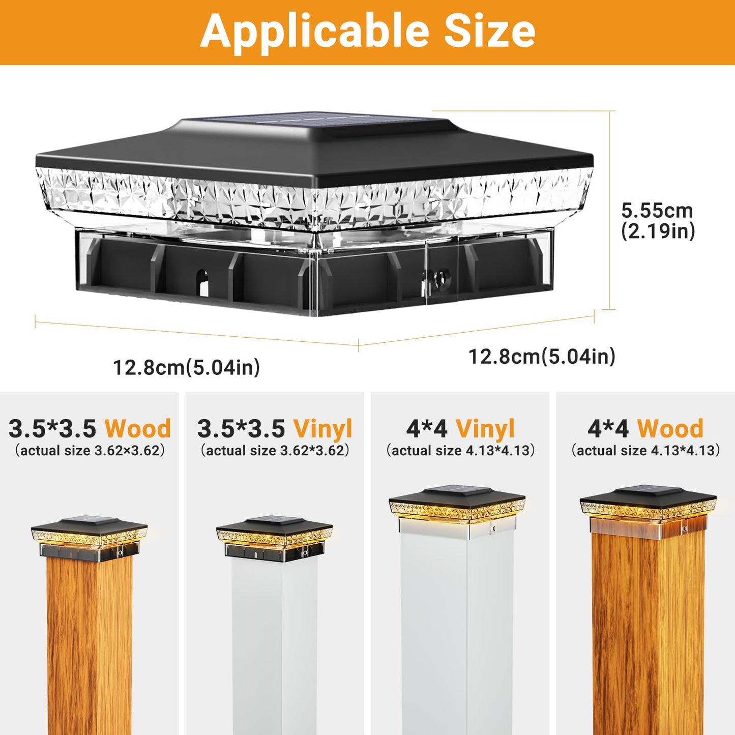 Btfarm 2 Pack Solar Post Cap Lights Outdoor  2 Color Modes 16 Led Fence Post Lights Fit 4X4 3.5X3.5 Wooden/Vinyl  Bright Waterproof Solar Powered Deck Lighting Outside For Patio Porch Garden  Black