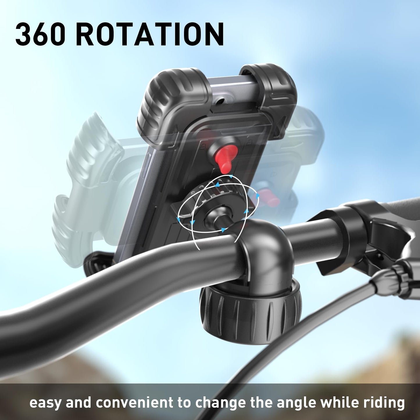 Hiboy Bike Phone Holder, 360 Rotation Adjustable Motorcycle Phone Mount,Bicycle Scooter Handlebar Phone Clip For 5.1 - 6.8 Smart