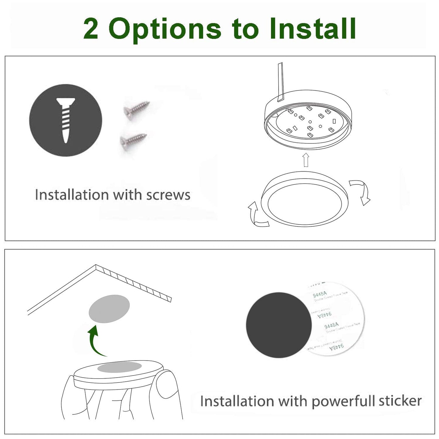 Aiboo Under Cabinet Led Black Cover Puck Lighting Kit With Touch Dimmer Switch For Kitchen Cupboard Closet Lighting (6 Lights Daylight White)