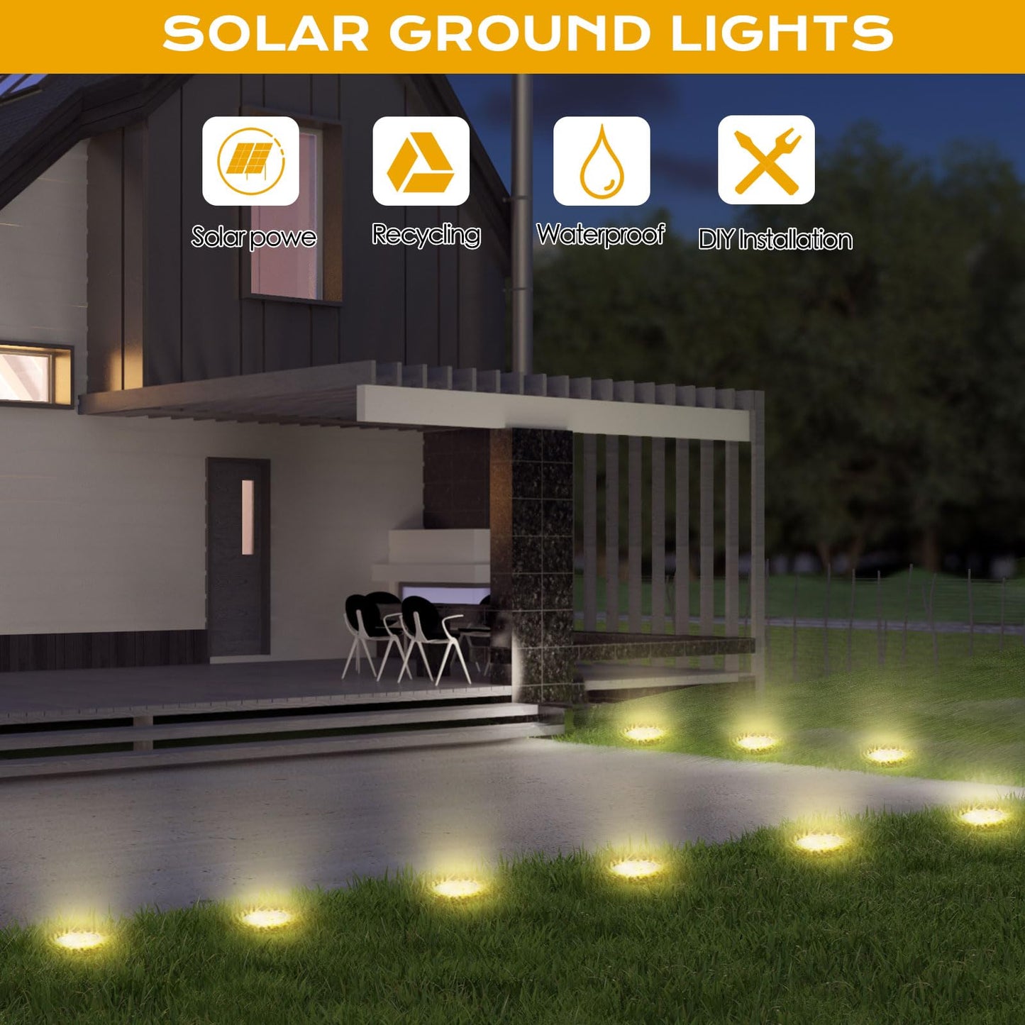 Solar Lights Outdoor 16 Pack  Solar Garden Outdoor Waterproof Pathway Lights Bright In-Ground Lighting Decor For Lawn  Patio  Yard  Driveway  Step And Walkway Warm Lights