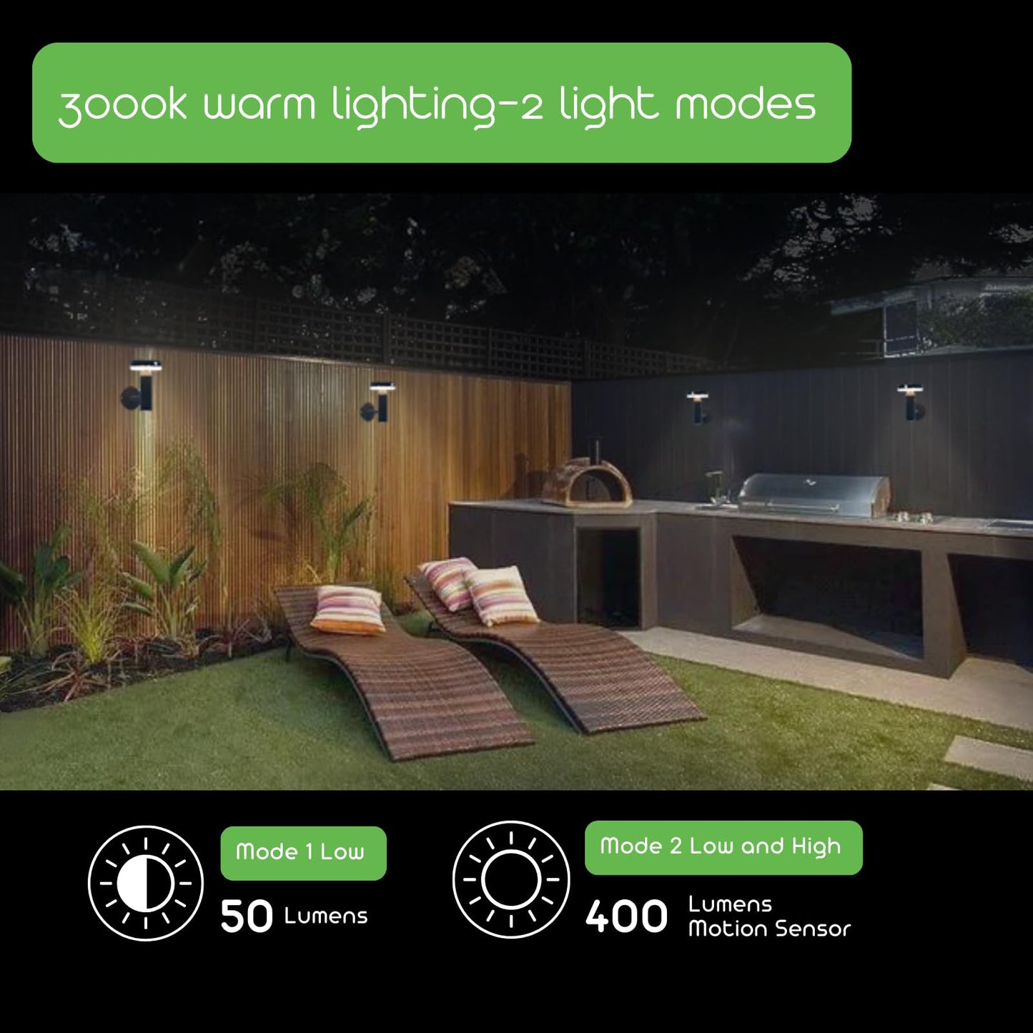 Verluce - Round Solar Wall Lights - Solar Powered Wall Lamps - Led Lights - Pir Sensor & Two Lighting Modes - Rechargeable Battery - 3000K  1.3W Solar Panel & 3.7V - Ip44 Weather Resistant - 2 Pack