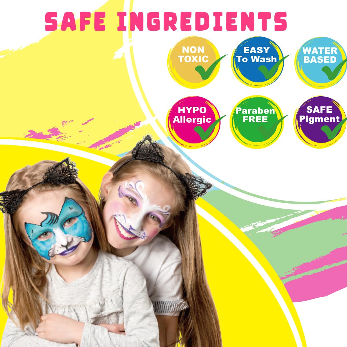 Bowitzki Face Painting Kit for Kids 23 Colors Water Based Face Paint Kit Non Toxic Professional with Stencils Brushes for Partie
