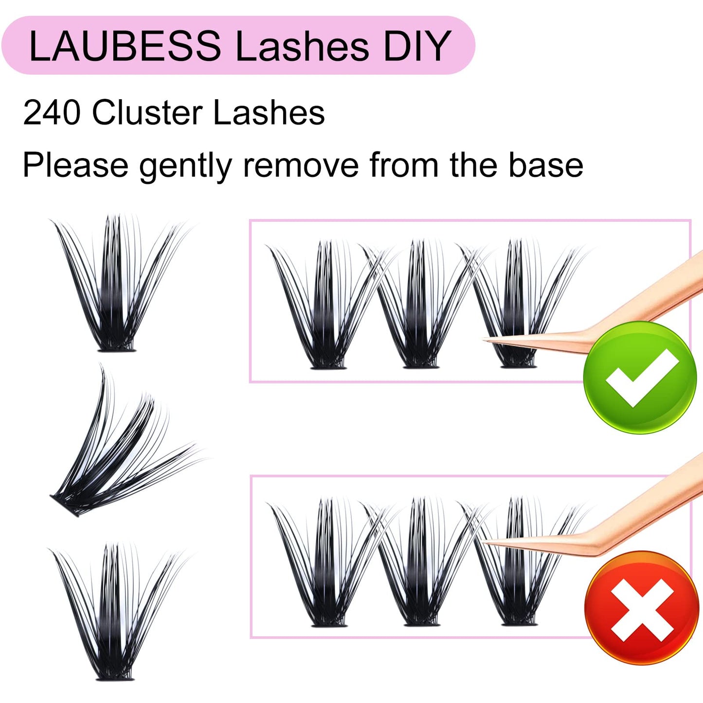 Eyelash Clusters LAUBESS Lash Clusters Individual Lashes Cluster Eyelash Extensions DIY at Home Waterproof Cluster Lashes (50D-D
