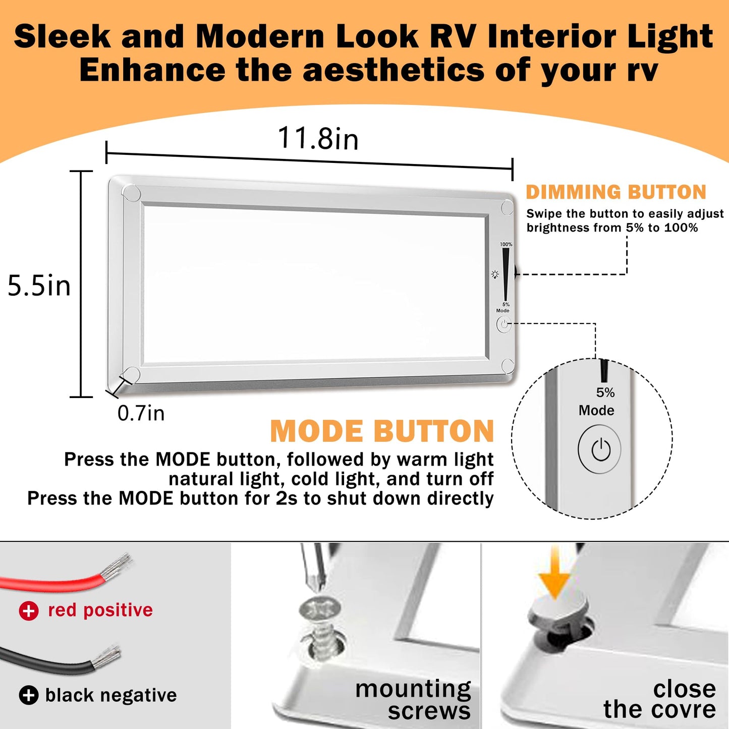 2 Pack Rv Lights Interior 3 Color Rv Led Super Bright Fixture 12V Rv Ceiling Dome Light With On/Off Dimmable Switch Energy Saving Gift Package For Rv/Camper/Car/Trailer/Boat