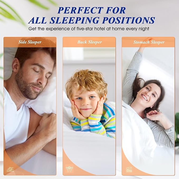 Bed Pillows for Sleeping Queen Size, Set of 2- Cooling, Luxury Hotel Quality with Premium Soft Down Alternative Filling for Back, Stomach or Side Sleepers