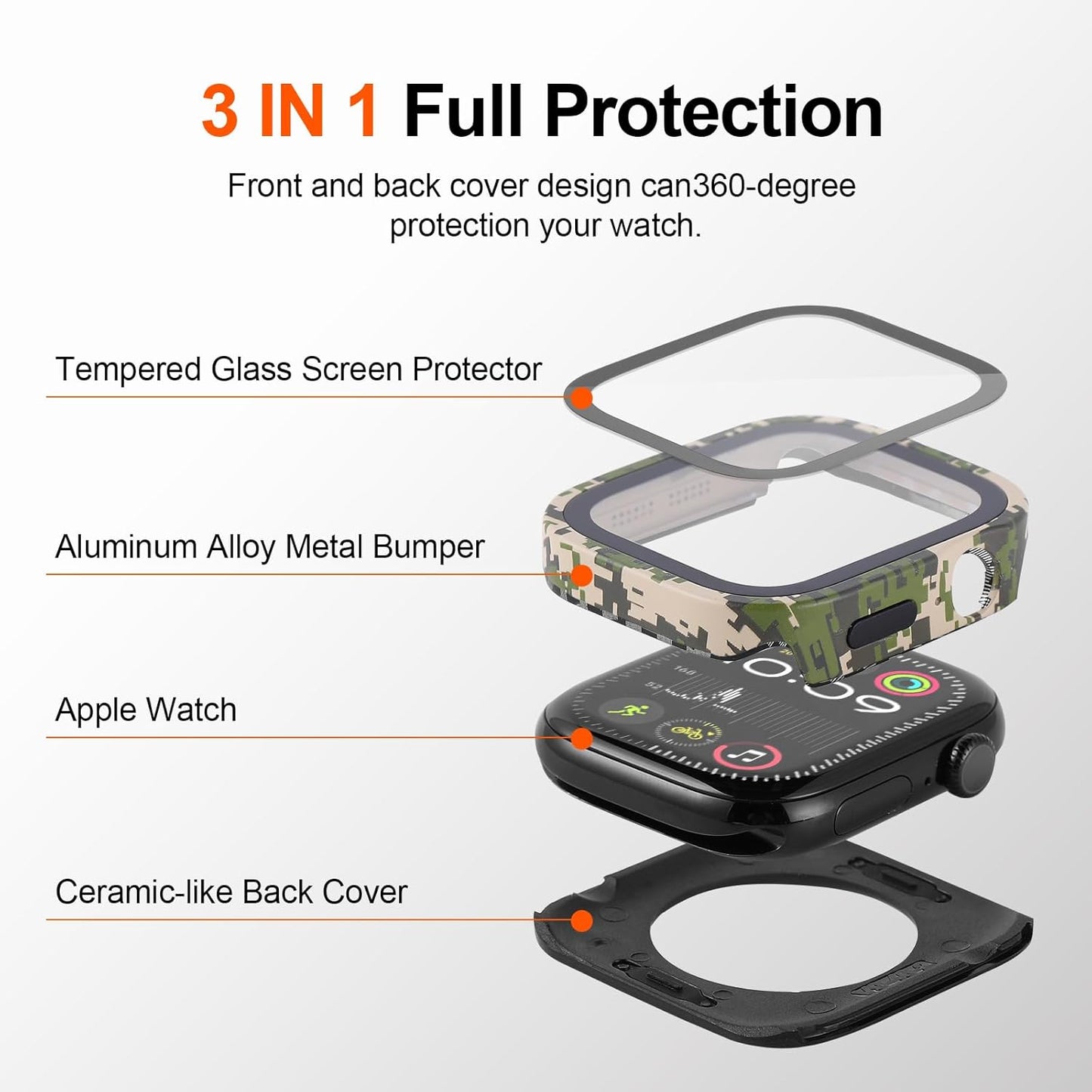 Metal Case Compatible with Apple Watch Series 11/10 46mm, Rugged Ultra-Thin Protective with Ceramic Like Back Cover, Shockproof Lightweight Apple Watch Series 10 Screen Protector